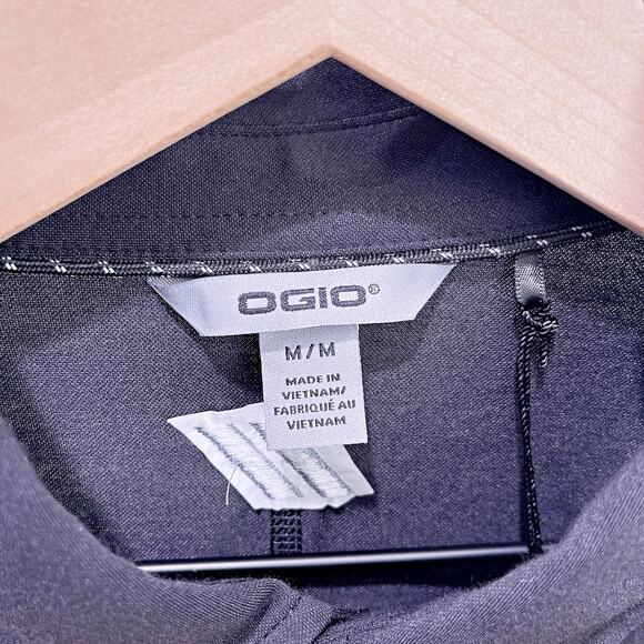 Dodge Jersey Knit Button Down Shirt Black Long Sleeve OGIO Stretch Mens Medium - Picture 6 of 8